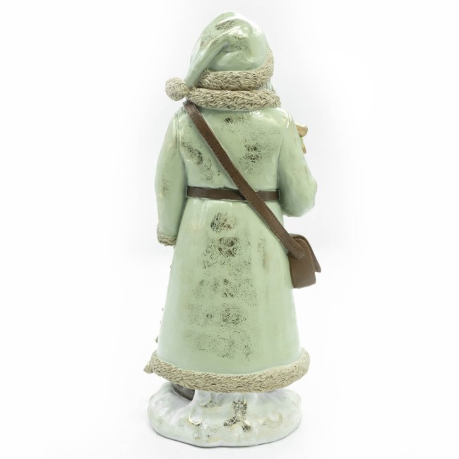 Babbo Natale in Resina con Abito Verde Acqua e Beige H.31 cm