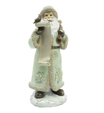 Babbo Natale in Resina con Abito Verde Acqua H.31 cm