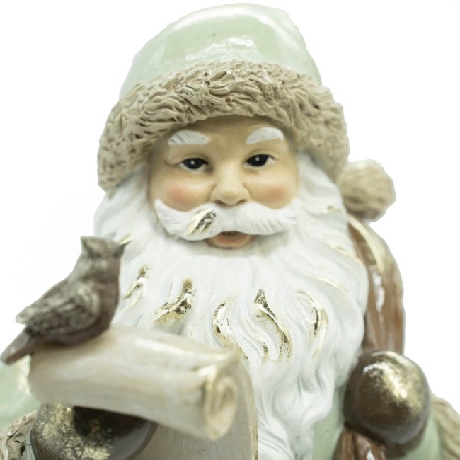 Babbo Natale in Resina con Abito Verde Acqua H.31 cm
