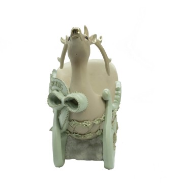 Slitta di Natale con Renna in Resina Beige e Verde Acqua