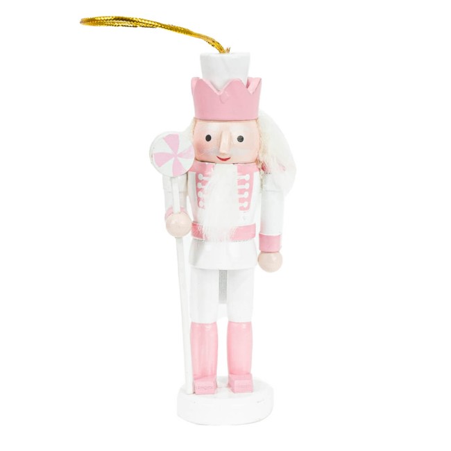 Scatola con 5 Schiaccianoci Natalizi Bianchi e Rosa H.12,5 cm