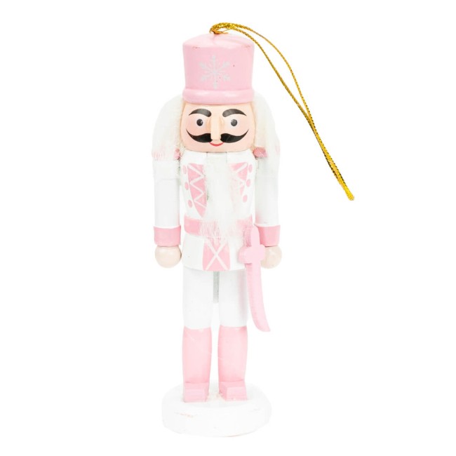 Scatola con 5 Schiaccianoci Natalizi Bianchi e Rosa H.12,5 cm