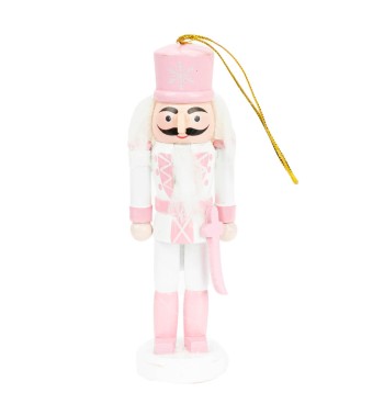 Scatola con 5 Schiaccianoci Natalizi Bianchi e Rosa H.12,5 cm