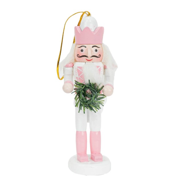 Scatola con 5 Schiaccianoci Natalizi Bianchi e Rosa H.12,5 cm