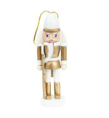 Scatola con 4 Schiaccianoci Natalizi Bianchi e Oro H.12,5 cm