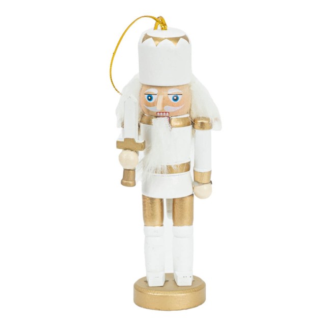 Scatola con 4 Schiaccianoci Natalizi Bianchi e Oro H.12,5 cm