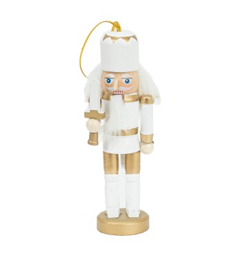 Scatola con 4 Schiaccianoci Natalizi Bianchi e Oro H.12,5 cm