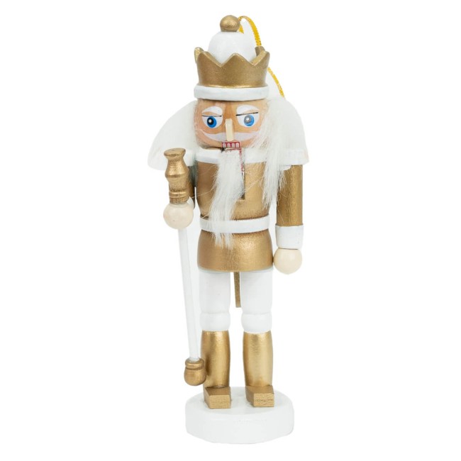 Scatola con 4 Schiaccianoci Natalizi Bianchi e Oro H.12,5 cm