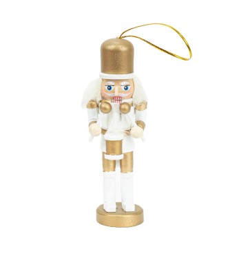 Scatola con 4 Schiaccianoci Natalizi Bianchi e Oro H.12,5 cm