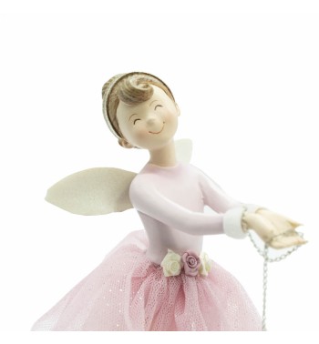 Fatina con Stella in Resina Rosa H.22 cm