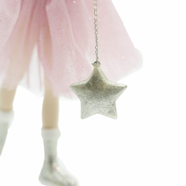 Fatina con Stella in Resina Rosa H.22 cm