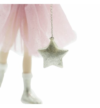 Fatina con Stella in Resina Rosa H.22 cm