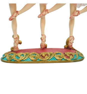 Tre Ballerine in Resina Rosa e Oro H.20 cm