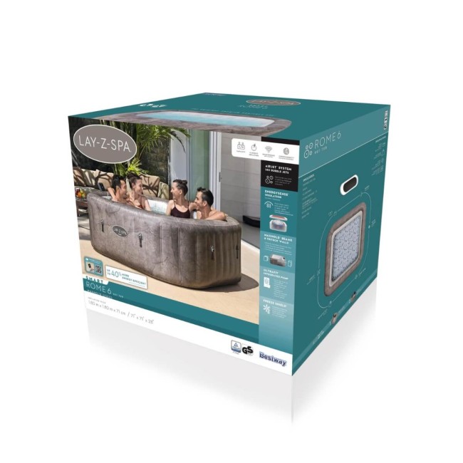 Spa Idromassaggio Gonfiabile Lay-Z-Spa Rome AirJet 180x180x71 cm - Bestway 6001K