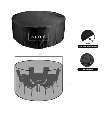 Copertura Impermeabile Rotonda per Tavolo e Sedie da Esterno