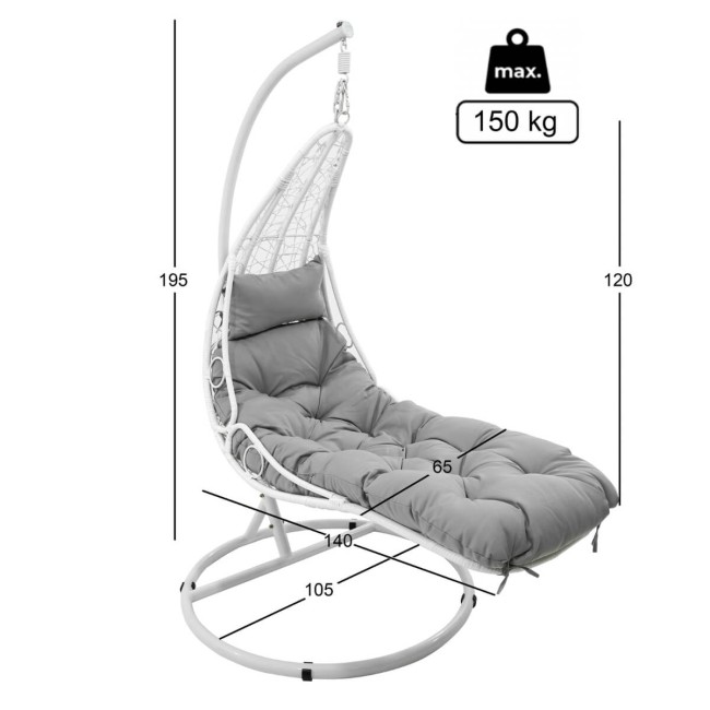 Poltrona Sospesa Chaise Longue da Esterno - Giada White