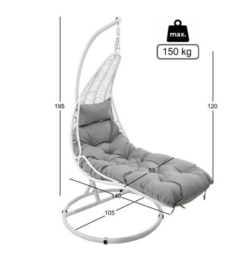 Poltrona Sospesa Chaise Longue da Esterno - Giada White