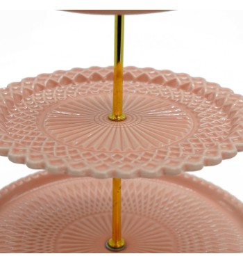 Alzatina Natalizia in Resina Rosa con 3 Piani H.35 cm