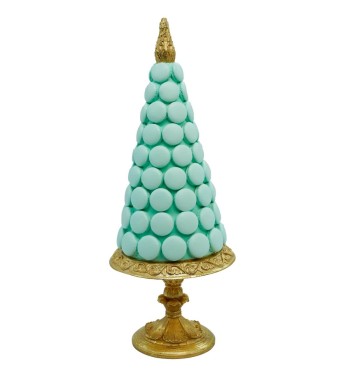 Albero di Macarons Verde Tiffany e Oro H.45 cm
