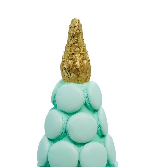 Albero di Macarons Verde Tiffany e Oro H.45 cm