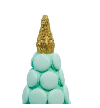 Albero di Macarons Verde Tiffany e Oro H.45 cm
