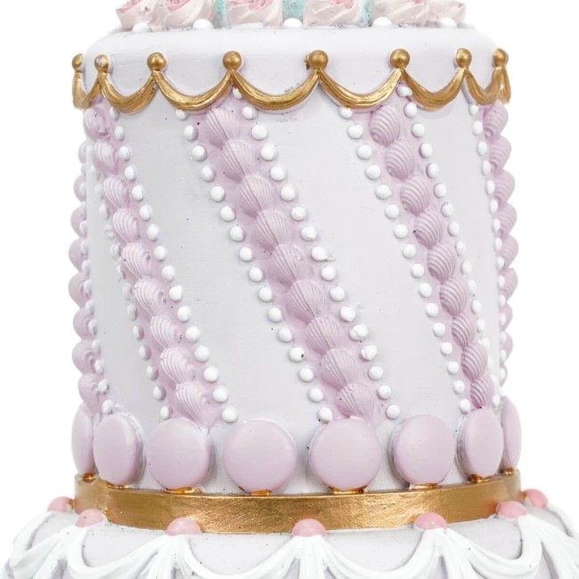 Torta con Alzatina Natalizia in Resina Rosa e Oro H.33 cm