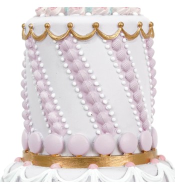 Torta con Alzatina Natalizia in Resina Rosa e Oro H.33 cm