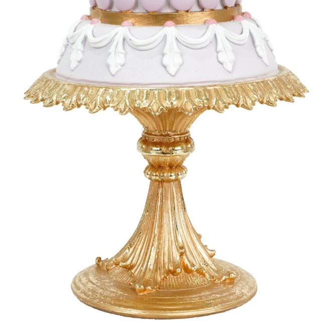 Torta con Alzatina Natalizia in Resina Rosa e Oro H.33 cm