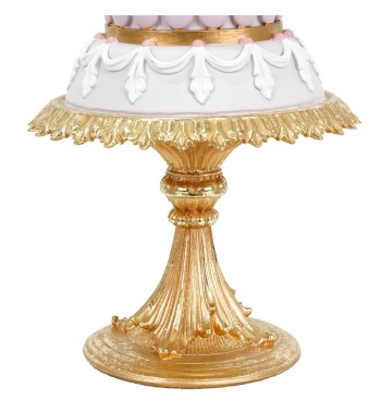 Torta con Alzatina Natalizia in Resina Rosa e Oro H.33 cm