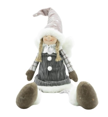 Bambolina Natalizia Seduta con Gambe Morbide H.54 cm