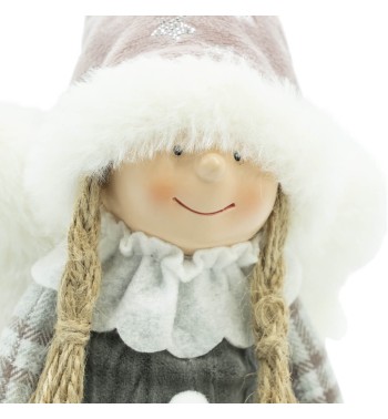 Bambolina Natalizia Seduta con Gambe Morbide H.54 cm