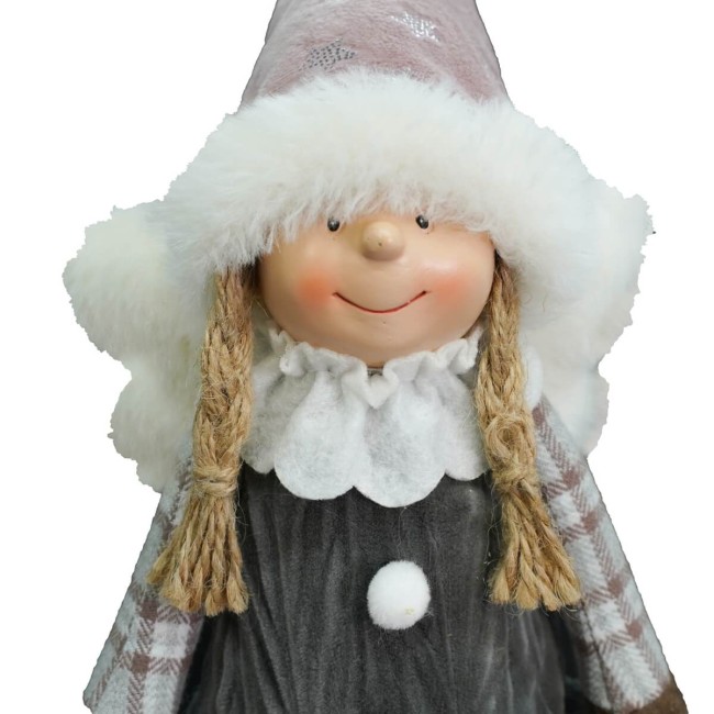 Bambolina Natalizia in Tessuto con Gambe Morbide H.64 cm