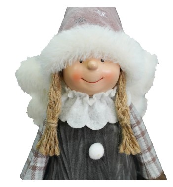 Bambolina Natalizia in Tessuto con Gambe Morbide H.64 cm