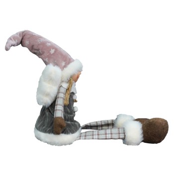 Bambolina Natalizia in Tessuto con Gambe Morbide H.64 cm