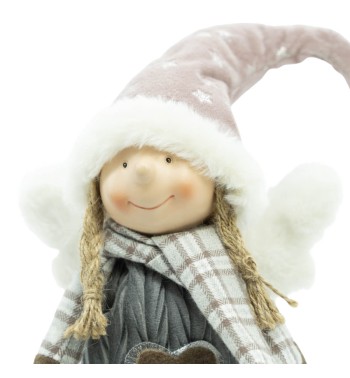 Bambolina Natalizia con Cappello Rosa e Sciarpa H.36 cm