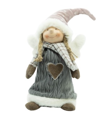 Bambolina Natalizia con Cappello Rosa e Sciarpa H.36 cm