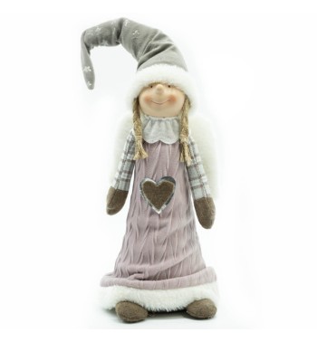 Bambolina Natalizia con Cappello Grigio H.44 cm