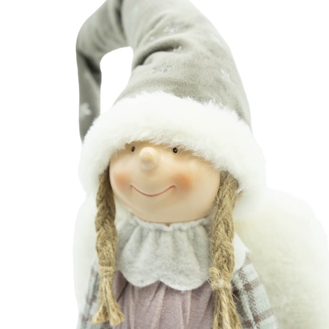 Bambolina Natalizia con Cappello Grigio H.44 cm