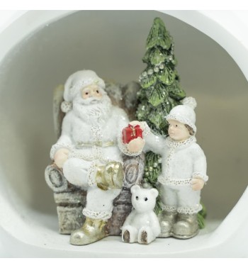 Pupazzo di Neve Decorativo in Poliresina con Scena Natalizia