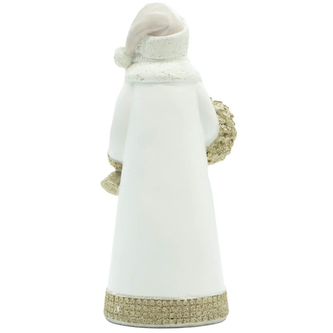 Babbo Natale in Poliresina Bianco e Oro H.26 cm