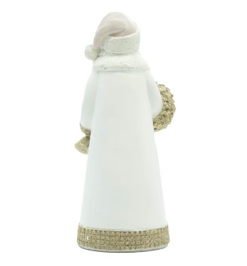 Babbo Natale in Poliresina Bianco e Oro H.26 cm