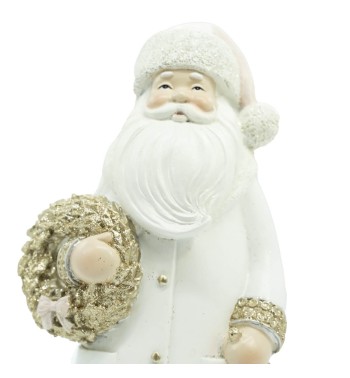 Babbo Natale in Poliresina Bianco e Oro H.26 cm