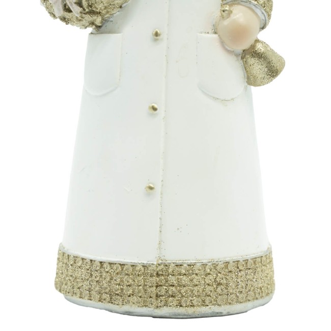 Babbo Natale in Poliresina Bianco e Oro H.26 cm