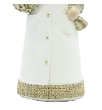 Babbo Natale in Poliresina Bianco e Oro H.26 cm