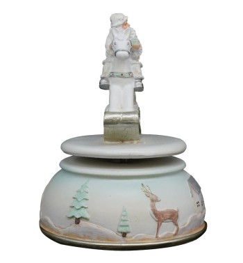 Carillon Musicale con Babbo Natale su Cavallo a Dondolo H.15 cm
