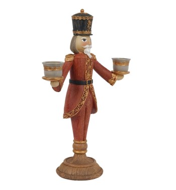 Candelabro Schiaccianoci Natalizio in Resina H.31cm