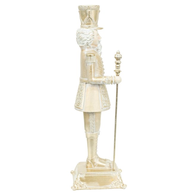 Schiaccianoci Natalizio Bianco e Oro in Poliresina H.31,5 cm