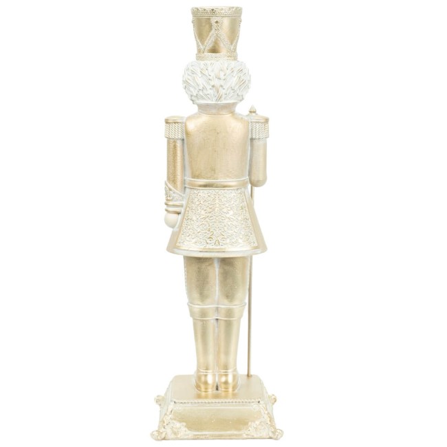 Schiaccianoci Natalizio Bianco e Oro in Poliresina H.31,5 cm