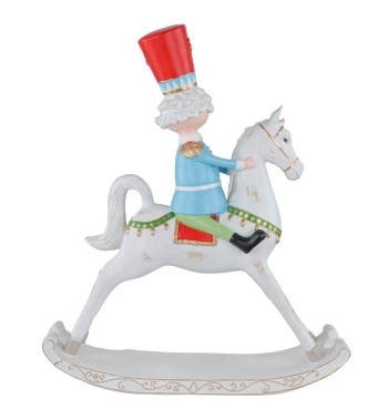 Soldatino Natalizio su Cavallo a Dondolo in Resina H.70 cm
