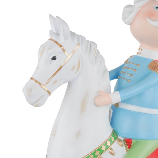 Soldatino Natalizio su Cavallo a Dondolo in Resina H.70 cm
